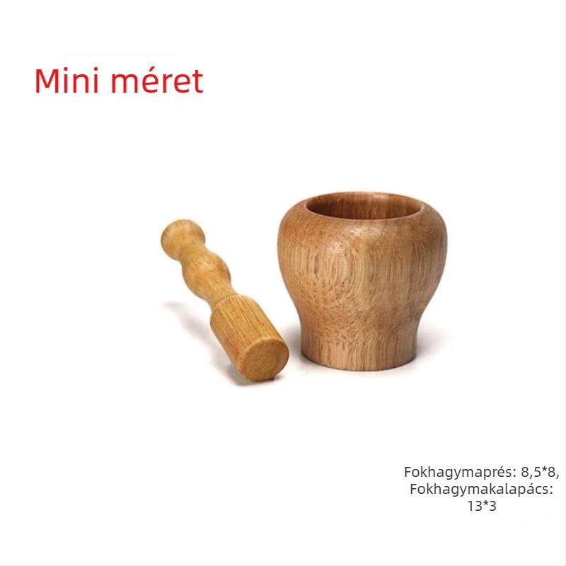 Sanchuang kínai stílusú fokhagymaprés, teljesen fa kivitelben, kézi használatú