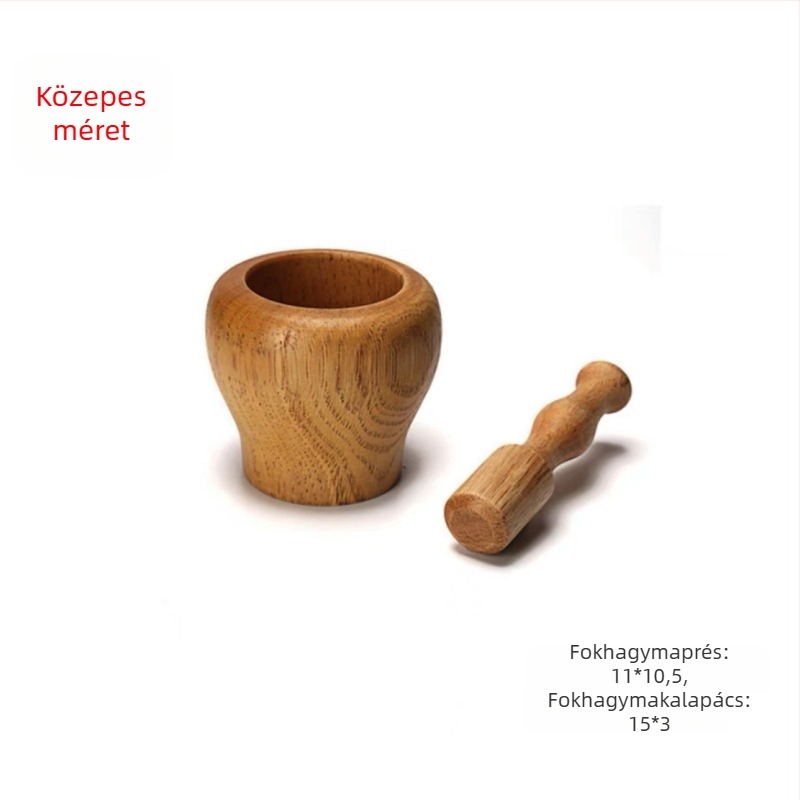 Sanchuang kínai stílusú fokhagymaprés, teljesen fa kivitelben, kézi használatú