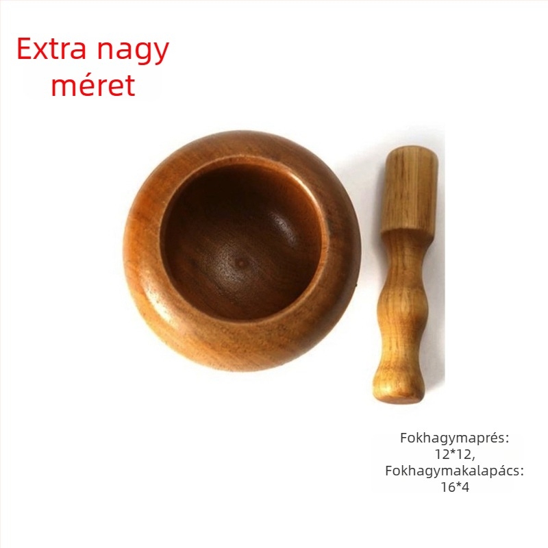 Sanchuang kínai stílusú fokhagymaprés, teljesen fa kivitelben, kézi használatú