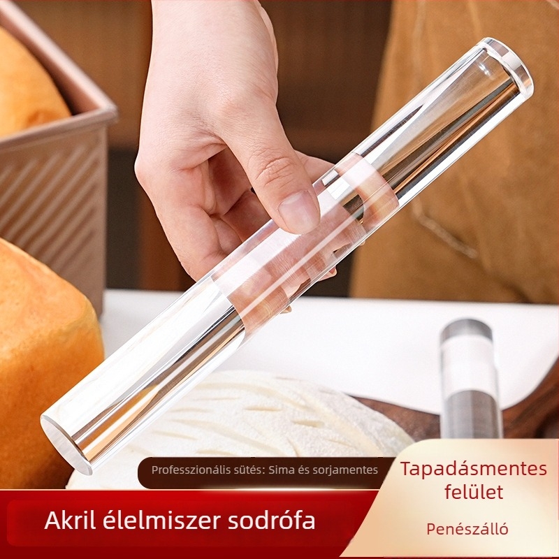 Átlátszó akril nyújtópálca, tapadásmentes, élelmiszer-minőségű, szilárd rúd fondant és sütemény tésztája nyújtásához