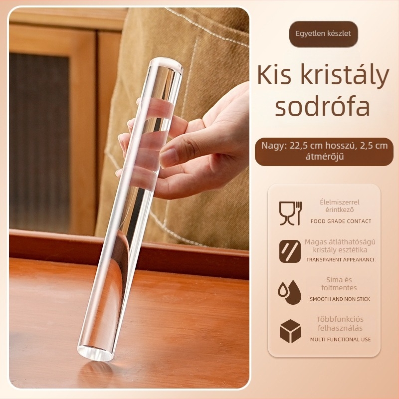 Átlátszó akril nyújtópálca, tapadásmentes, élelmiszer-minőségű, szilárd rúd fondant és sütemény tésztája nyújtásához