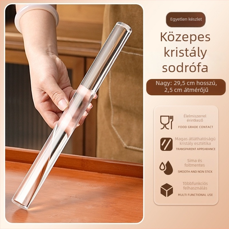 Átlátszó akril nyújtópálca, tapadásmentes, élelmiszer-minőségű, szilárd rúd fondant és sütemény tésztája nyújtásához