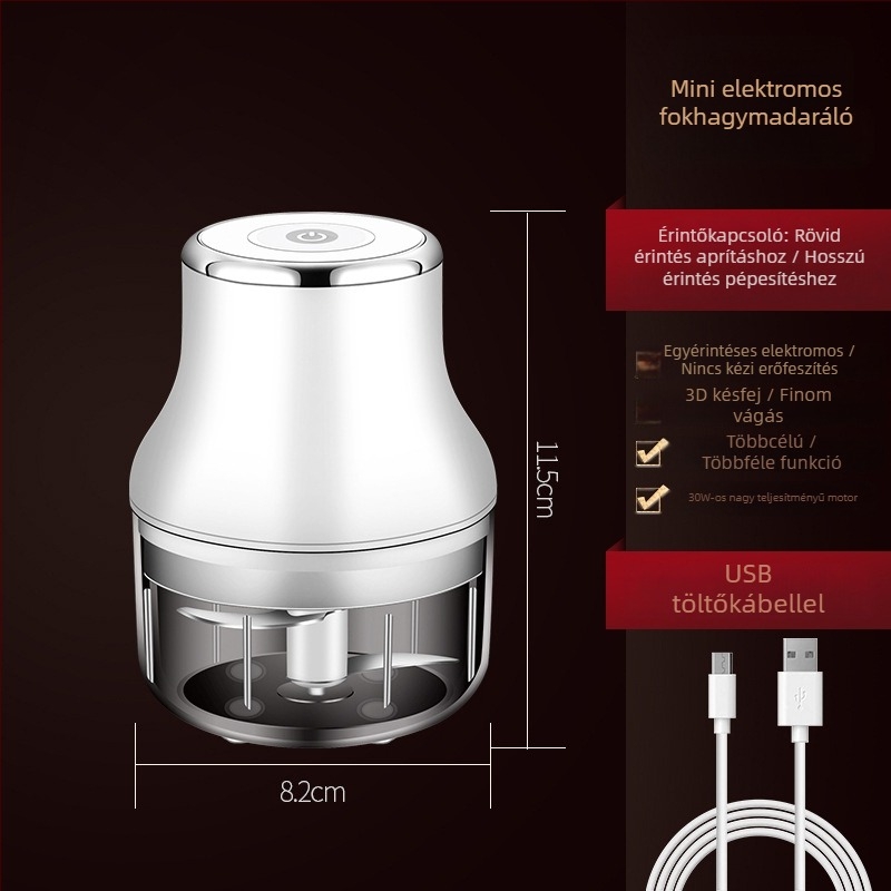 Okos otthoni elektromos fokhagyma prés, vezeték nélküli fokhagyma keverő, húsdaráló és konyhai bébiétel mixer