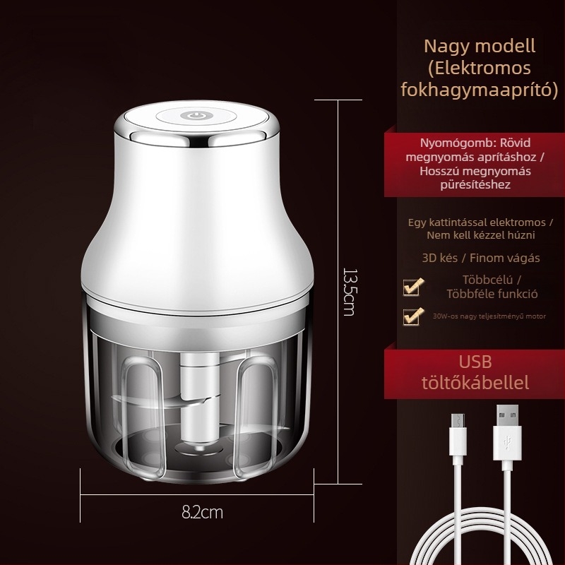 Okos otthoni elektromos fokhagyma prés, vezeték nélküli fokhagyma keverő, húsdaráló és konyhai bébiétel mixer