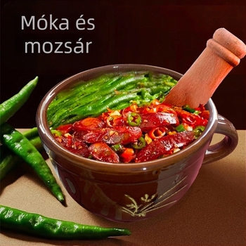 Ősi kézi fokhagyma törő és mozsár agyagból — többfunkciós eszköz fokhagyma, fűszernövények, chili és tea számára