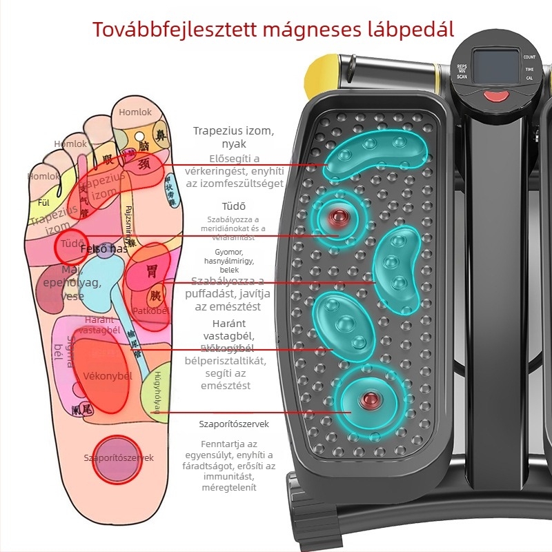 Otthoni léptetőgép állítható ellenállással, lépcsőmászási és derékforgatási funkciókkal, akupressziós mágneses fitnesz berendezés