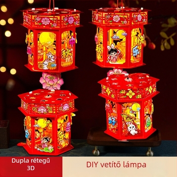 Mid-Autumn Festival ajándék 2026 – DIY kézműves hatszögletű palotai lámpák gyerekeknek, hordozható lámpák óvodások számára, ősi stílusú kreatív készlet