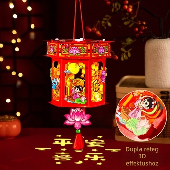 Mid-Autumn Festival ajándék 2026 – DIY kézműves hatszögletű palotai lámpák gyerekeknek, hordozható lámpák óvodások számára, ősi stílusú kreatív készlet