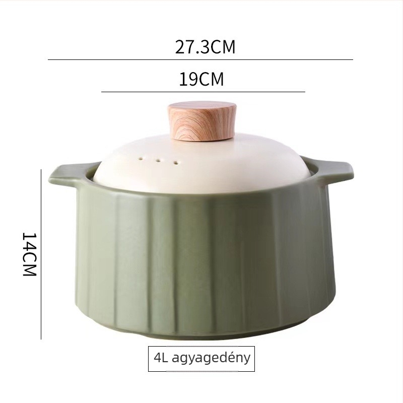 Mija kerámia kaserola gázfőzőhöz, kis méret, 2,1–4 L, glazúrozott leves- és rizses edény.