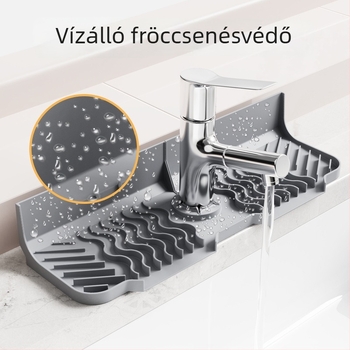 Szilikon csaptelepad és mosdó fröccsenés elleni védelem, lefolyó matrac és szappantartó