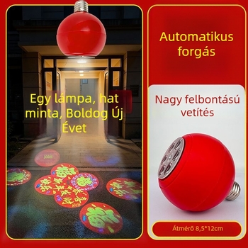 360°-os forgó kertprojekciós fény szerencsejelek felirattal, HD logó dekoráció a bejárathoz és az erkélyhez
