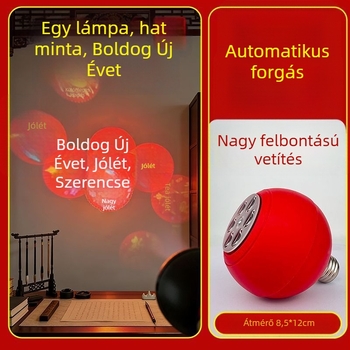 360°-os forgó kertprojekciós fény szerencsejelek felirattal, HD logó dekoráció a bejárathoz és az erkélyhez