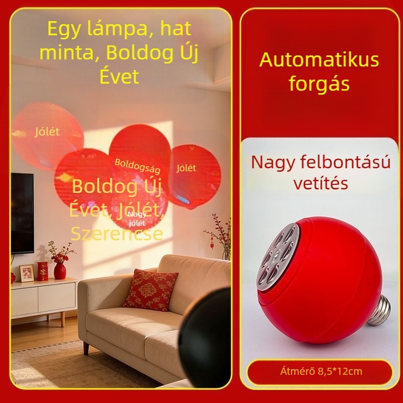 360°-os forgó kertprojekciós fény szerencsejelek felirattal, HD logó dekoráció a bejárathoz és az erkélyhez