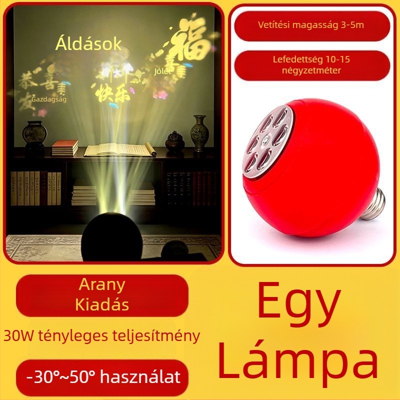 360°-os forgó kertprojekciós fény szerencsejelek felirattal, HD logó dekoráció a bejárathoz és az erkélyhez