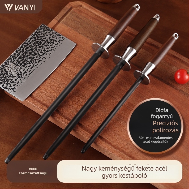 Wolfram-ötvözet késélező rúd – konyhára, henteseknek és professzionális szakácsoknak, retro stílusban