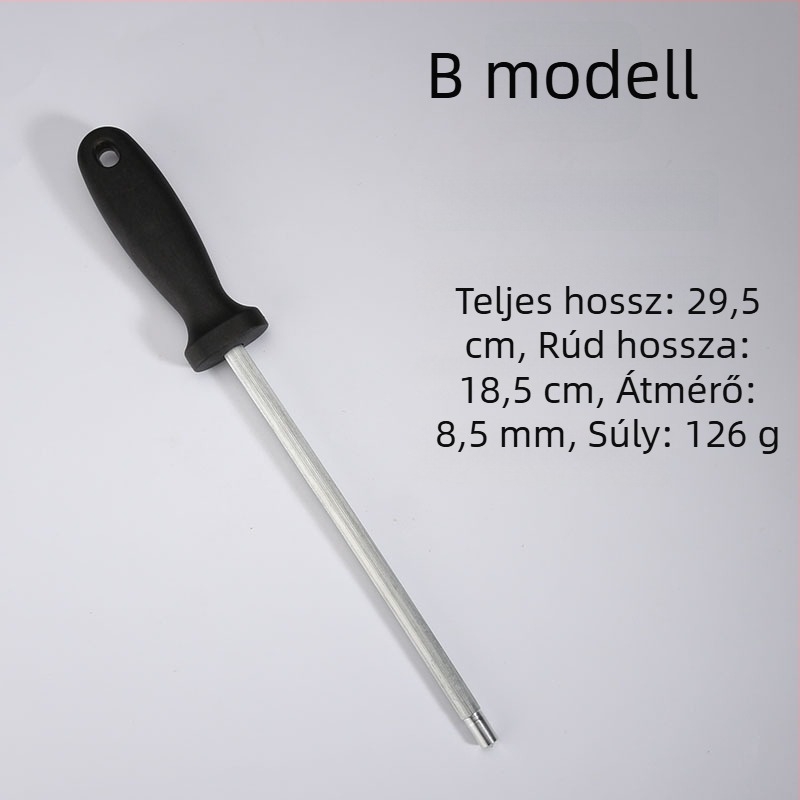 Rozsdamentes acél késélező pálca a konyhához, élező kővel kiegészített szett, Blue Thorn, antik/retro stílus