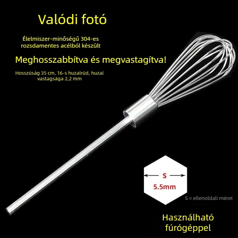 Hosszított keverőpálca 304 rozsdamentes acélból tészta, szezámpaszta, forró fazék alap és húsos töltelék keveréséhez