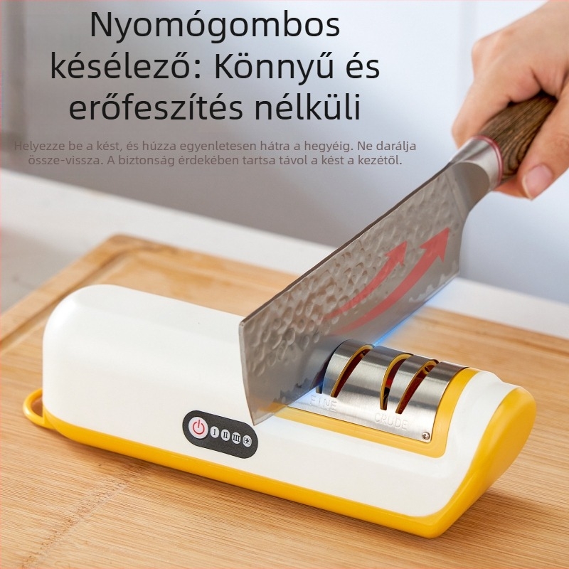 Vezeték nélküli elektromos késélező, újratölthető, többfunkciós, kompakt automata élező kő konyhai késekhez