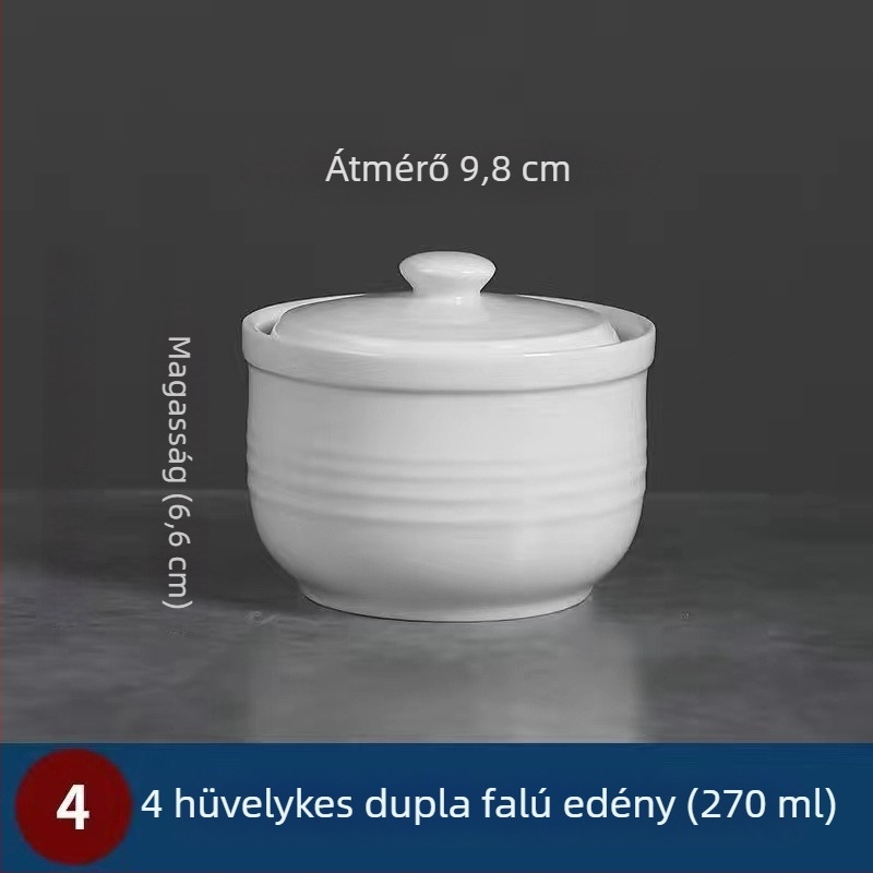 Kerámia vízfürdő s főzőedény párolt tojásokhoz és madárfészek leveshez, 1 L, kínai stílus