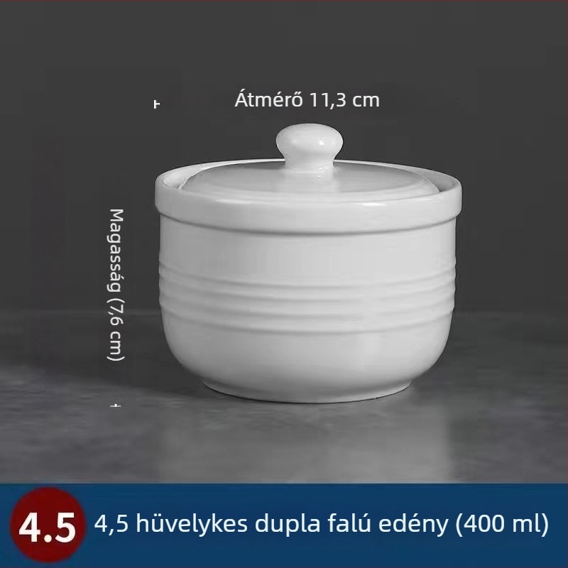 Kerámia vízfürdő s főzőedény párolt tojásokhoz és madárfészek leveshez, 1 L, kínai stílus