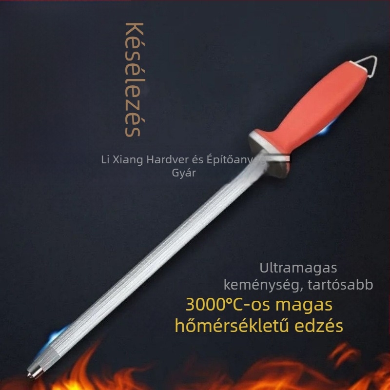 Ultra-finom szemcés késélező pálca, professzionális vágóhídi használatra, háztartási konyhai késekhez.