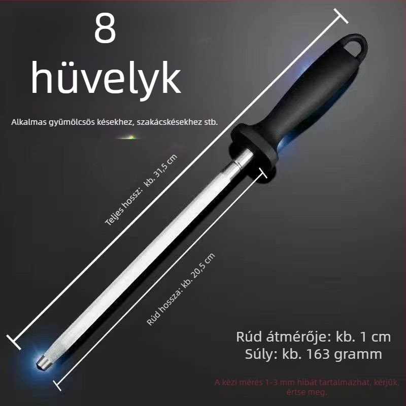 Ultra-finom szemcés késélező pálca, professzionális vágóhídi használatra, háztartási konyhai késekhez.