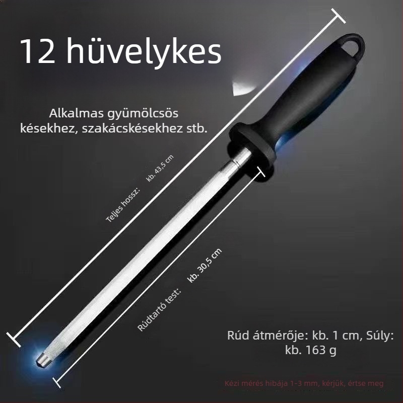 Ultra-finom szemcés késélező pálca, professzionális vágóhídi használatra, háztartási konyhai késekhez.