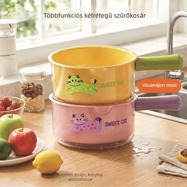 Konyhai mosogató lefolyókosár, kétszintes műanyag, elválasztja az ételmaradékokat és szűr.