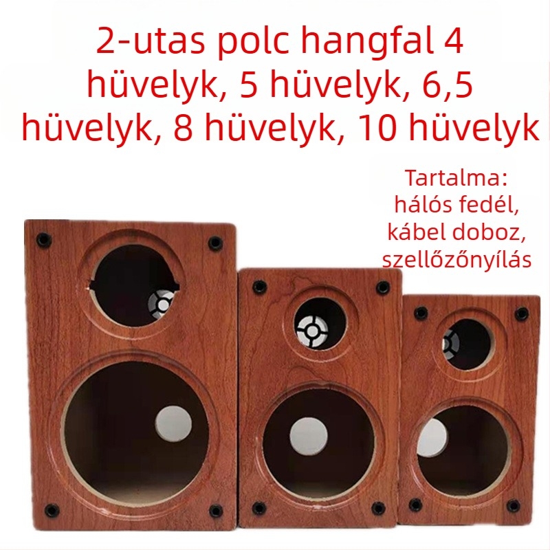 Fából készült könyvespolc hangfal-kabinet, DIY kétutas rekesz 4, 5, 6,5, 8 és 10 hüvelykes meghajtókhoz