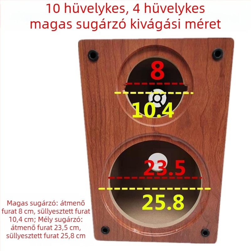 Fából készült könyvespolc hangfal-kabinet, DIY kétutas rekesz 4, 5, 6,5, 8 és 10 hüvelykes meghajtókhoz