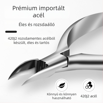 Benőtt körömre tervezett pedikűrkészlet: barázdált körömvágó, körömcsípő és pedikűr kés