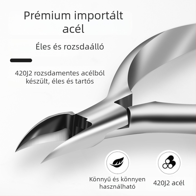 Benőtt körömre tervezett pedikűrkészlet: barázdált körömvágó, körömcsípő és pedikűr kés