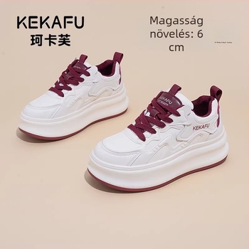 Kokafu Női fehér magasságot növelő sneakers, vastag talppal, mindennapi sportcipő, 2026-os modell