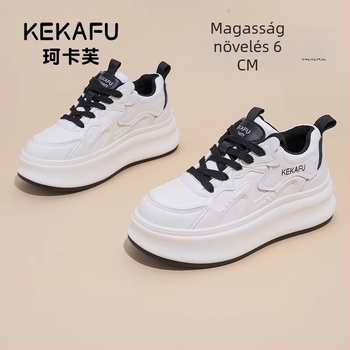 Kokafu Női fehér magasságot növelő sneakers, vastag talppal, mindennapi sportcipő, 2026-os modell