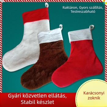 Plüss karácsonyi zokni függő dekoráció a karácsonyfára - nem szövött textilek, klasszikus stílus