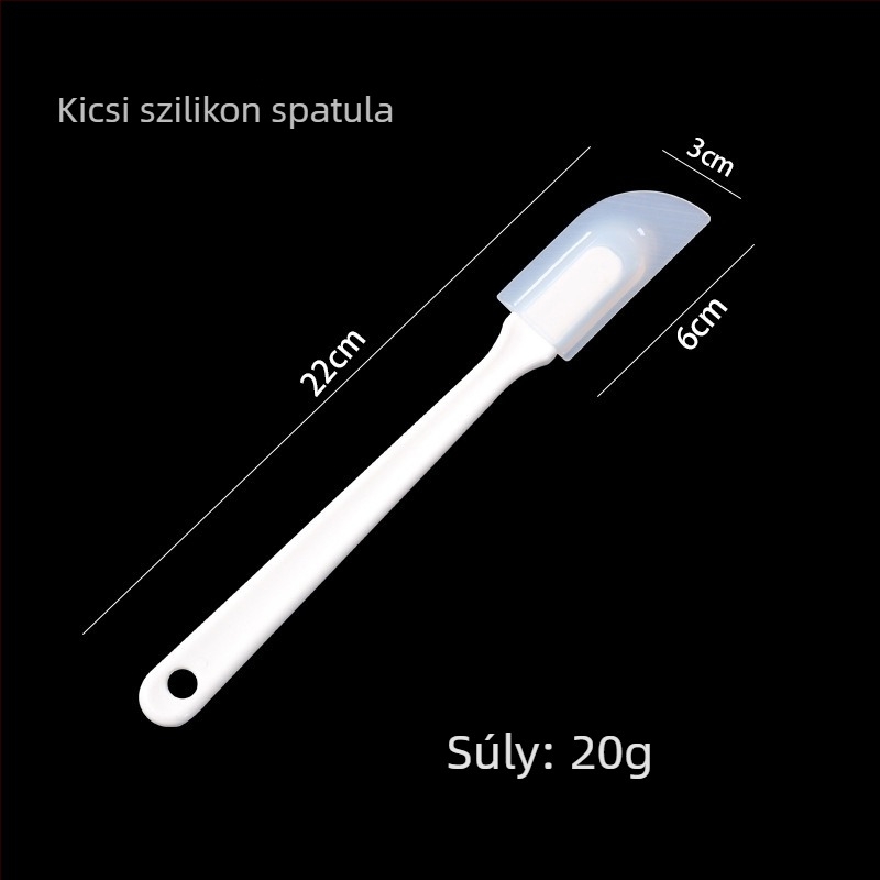 Sütőbe való szilikon spatula, hőálló – keveréshez tészta és krém tortákhoz, készlet kis, közép és nagy méretben, tortaakasztó panellel