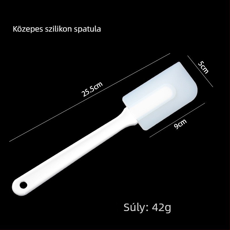 Sütőbe való szilikon spatula, hőálló – keveréshez tészta és krém tortákhoz, készlet kis, közép és nagy méretben, tortaakasztó panellel