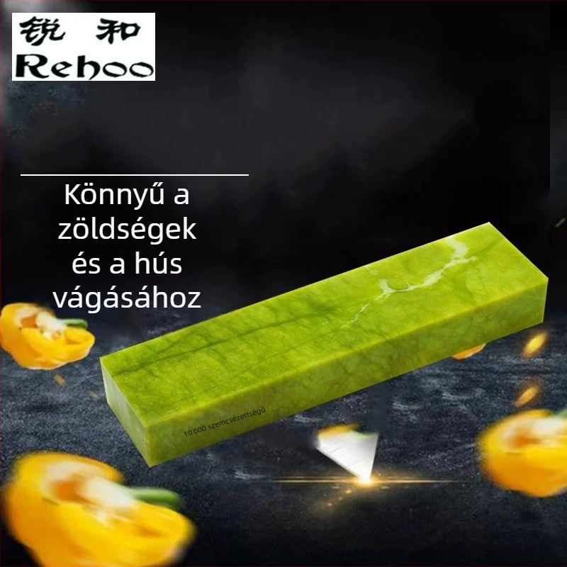 Ruihe márka, 10000-es grain természetes zöld jade köszörűkő késélezéshez, finom polírozás, olajkő, tükörfényes felület