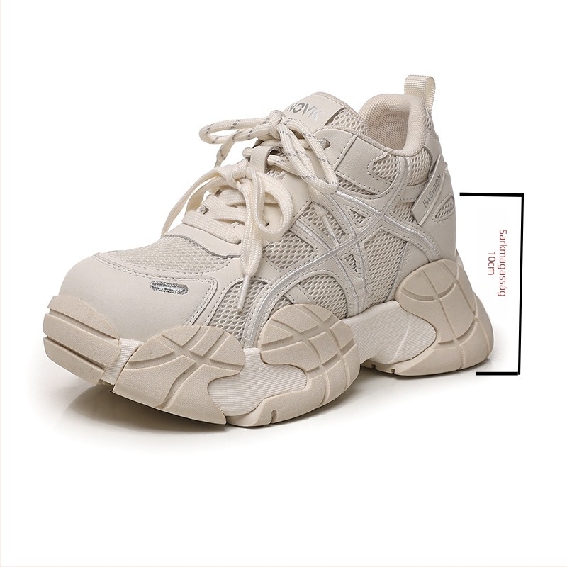 Női dad sneakers 2026 tavasz – mindennapi sportcipők vastag talppal a magasság növeléséért, légáteresztő belső