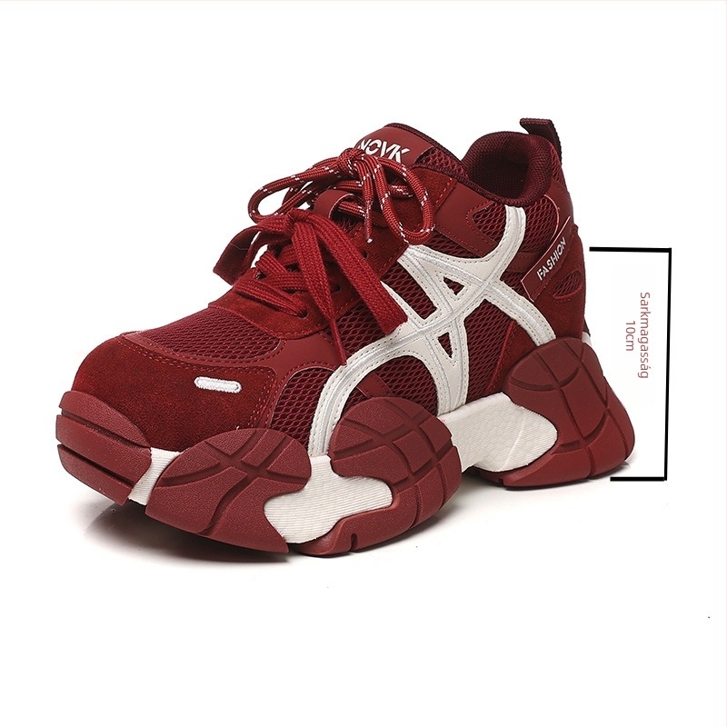 Női dad sneakers 2026 tavasz – mindennapi sportcipők vastag talppal a magasság növeléséért, légáteresztő belső