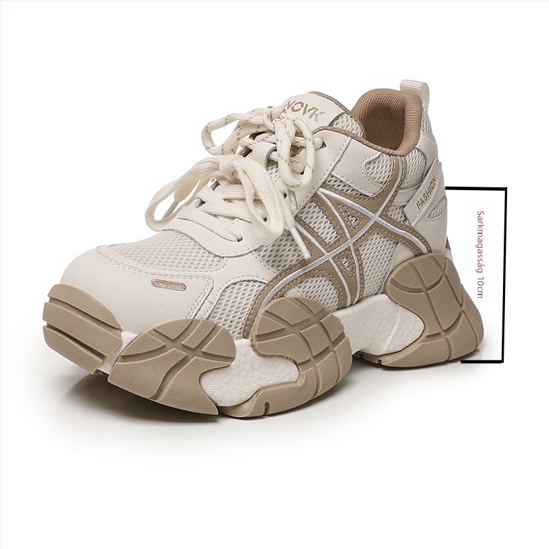 Női dad sneakers 2026 tavasz – mindennapi sportcipők vastag talppal a magasság növeléséért, légáteresztő belső