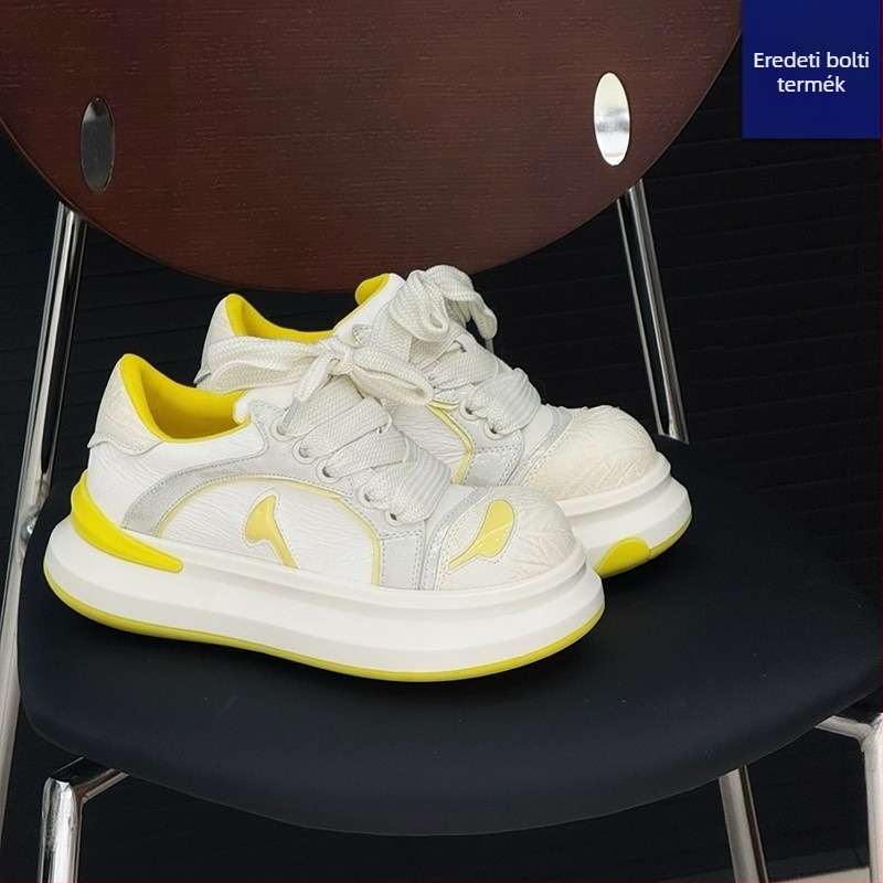 Graffiti-inspired női sneaker, niche tervezés, valódi bőr, színblokkolt, hétköznapi sportcipő, 2025 tavasz-nyár