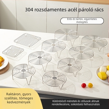 304 rozsdamentes acél gőzölő állvány, háztartási használatra, többfunkciós állvány magas és alacsony lábakkal, izolált dizájn, ideális a rizs és tojás párolásához