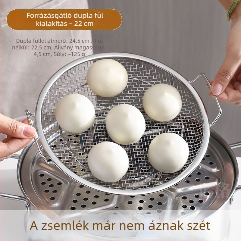 304 rozsdamentes acél gőzölő rács otthoni használatra, száraz gőzölő háló zsemlékhez
