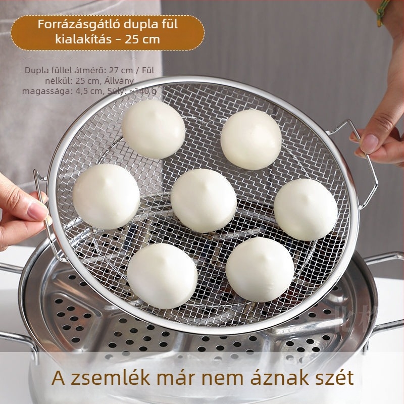 304 rozsdamentes acél gőzölő rács otthoni használatra, száraz gőzölő háló zsemlékhez