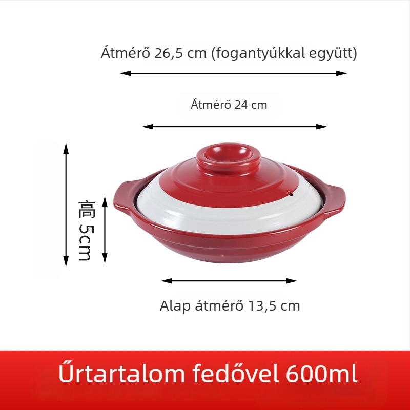 Dan Yun kerámia lapos fazék, repedésálló száraz főzéshez, alkalmas tengeri ételekhez, halfej-leveshez és forró fazék fedővel