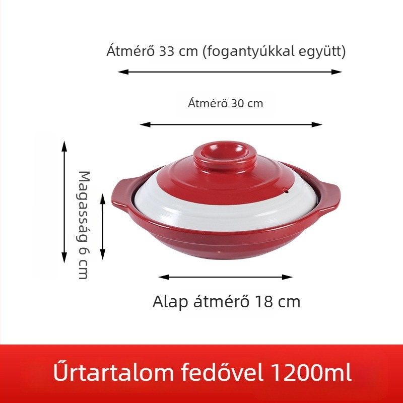 Dan Yun kerámia lapos fazék, repedésálló száraz főzéshez, alkalmas tengeri ételekhez, halfej-leveshez és forró fazék fedővel