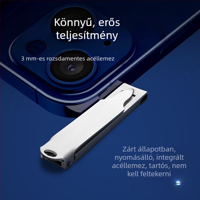 Nagy nyitású ultra vékony összecsukható rozsdamentes acél körömvágó, hordozható, többfunkciós.