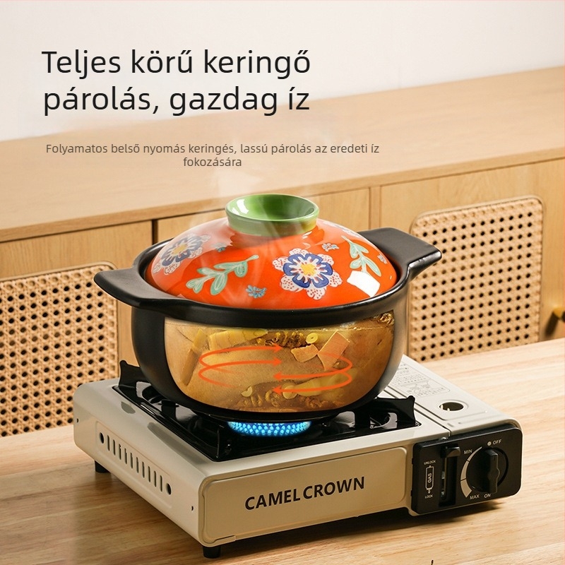 Gáztűzhelyhez porcelán agyag edény – leves, pörkölt, zabkása és rizs, 2,1–4 L