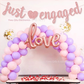 Just Engaged rózsaszín-arany csillogó banner eljegyzési party dekorációjához